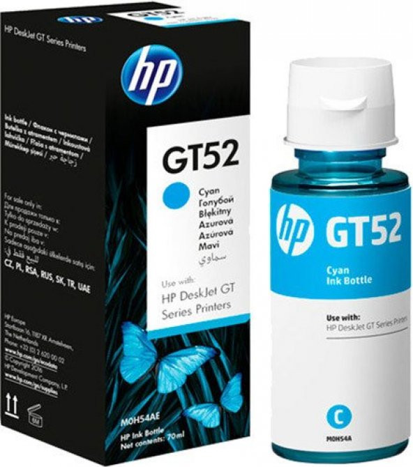 HP M0H54AE GT52 Mavi (Cyan) Şişe Mürekkep Kartuşu