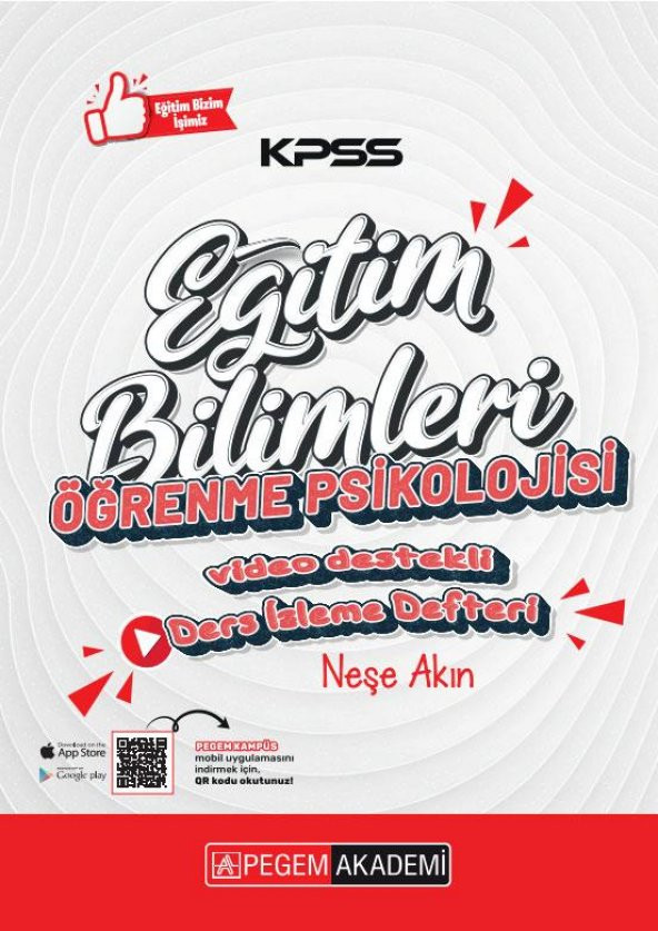 KPSS Eğitim Bilimleri Öğrenme Psikoloji Ders İzleme Defteri Pegem Yayınları