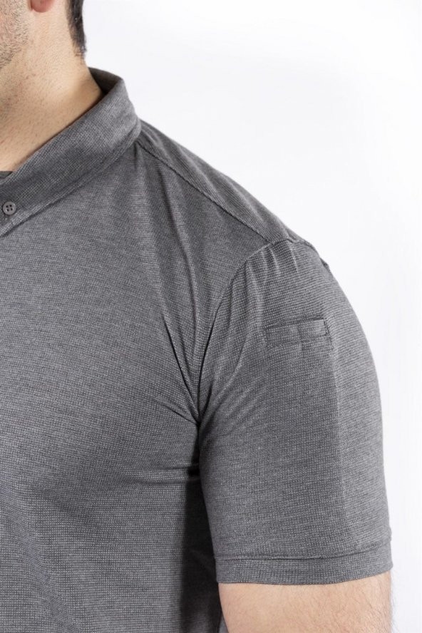 VAV Tlac-01 Polo Yaka Tişört Koyu Füme XS - 5