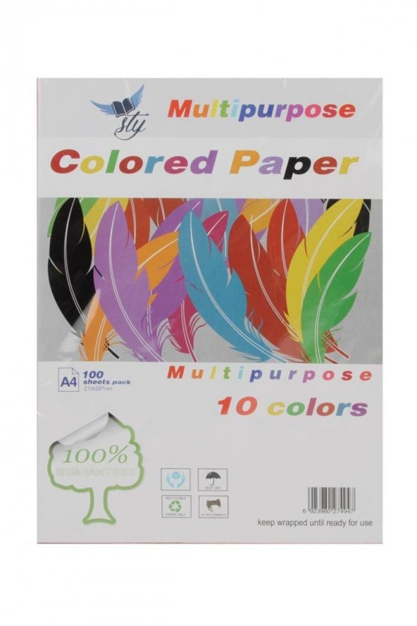 A4 Renkli Fotokopi Kağıdı 100lü 10 Renk