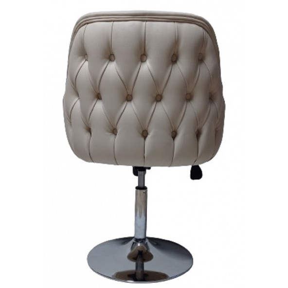 Tekli Bekleme Koltuğu Kapitone Desenli Tepsi Ayaklı Krem Suni Deri - Resim 3