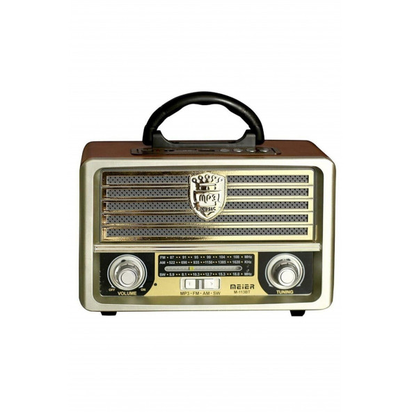 Meier M-113bt Şarjlı Nostaljik Radyo Usb/sd/mp3 Bluetooth Hoparlör Retro Radyo