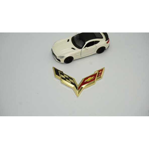 Chevrolet Corvette C6 C7 Logo Bagaj 3M 3D Metal Logo Amblem - Resim 2