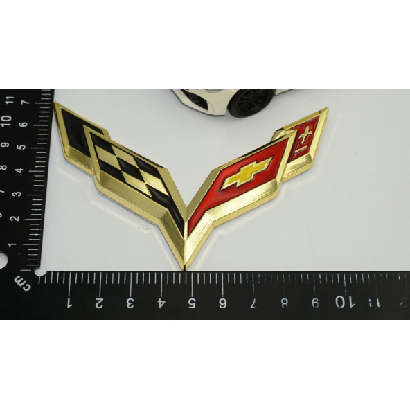 Chevrolet Corvette C6 C7 Logo Bagaj 3M 3D Metal Logo Amblem - Resim 6