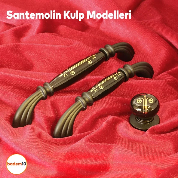 Santemolin Lüks Porselen Düğme Mobilya Mutfak Çekmece Dolap Dolabı Kulpu Kulbu Siyah Gold Kulpları - Resim 3