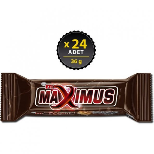 Eti Maximus Sütlü Çikolata Kaplı Yer Fıstıklı Karamelli Nuga Bar 24 x 36 gr