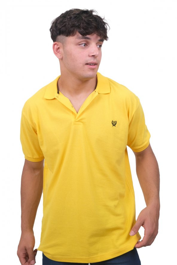 Erkek Polo Yaka Badge Sarı Tişört