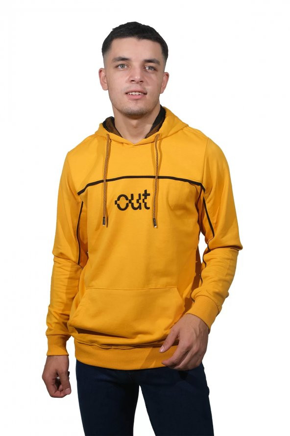 Erkek Kapüşonlu Out Sarı Sweatshirt 251