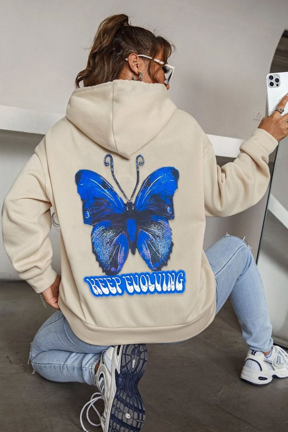 Unisex Butterfly Baskılı Sweatshirt