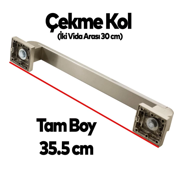 Bersel Sürgülü Kapı Çekme Kolu Tutma Kulpu Kulbu Çelik Dış Kapı Tutamağı Kol Saten 30 Cm - Resim 3