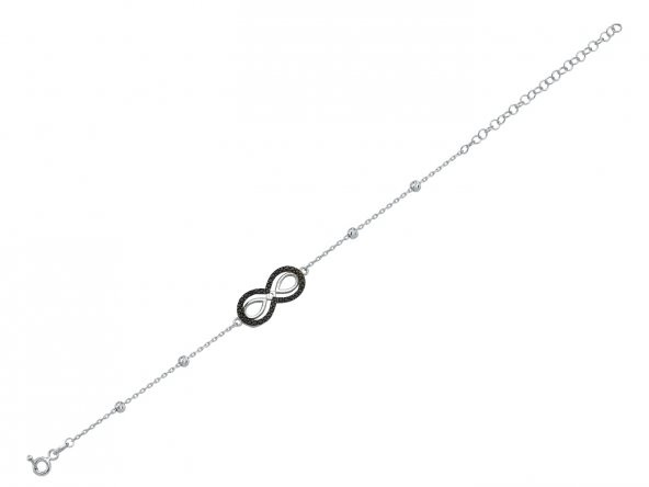 SilverPoint Siyah Taşlı Sonsuzluk Bilekliği - 1