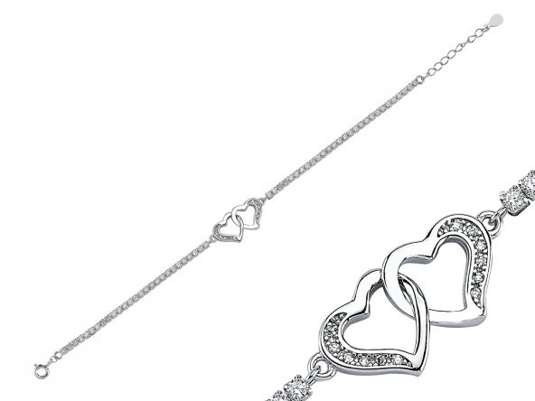 SilverPoint İki Kalpli Su Yolu Bileklik ürün görseli