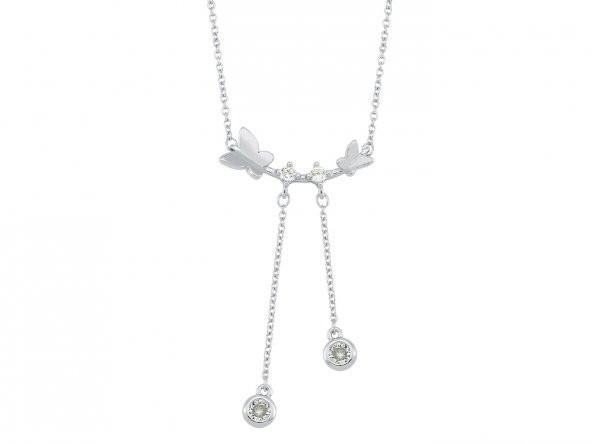 SilverPoint Kelebek Figürlü Taş Sallantılı Kolye ürün görseli