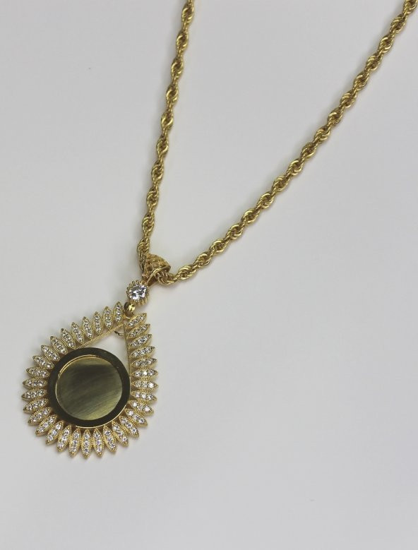 SilverPoint Taşlı Plaka Kolye ürün görseli