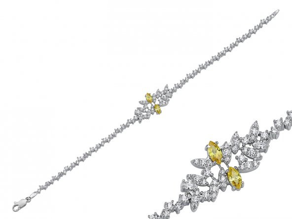 SilverPoint Ortası Zirkon Taş Desenli Zincir Detay Suyolu Bileklik ürün görseli