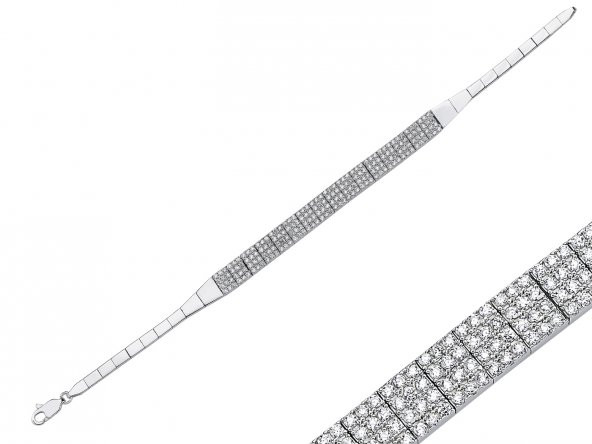 SilverPoint Dikdörtgen Figüründe Zirkon Taşlı Suyolu Bileklik ürün görseli