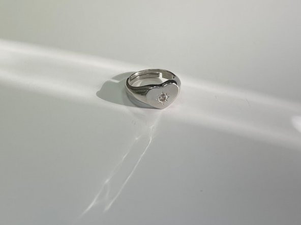 SilverPoint Zirkon Taş Detay Kalp Desen Yüzük - 2