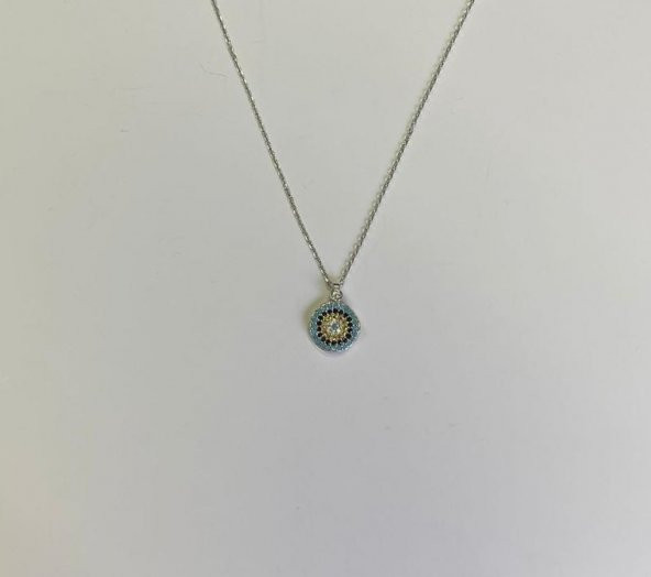 SilverPoint Renkli Zirkon Taşlı Nazar Boncuk Kolye - 2