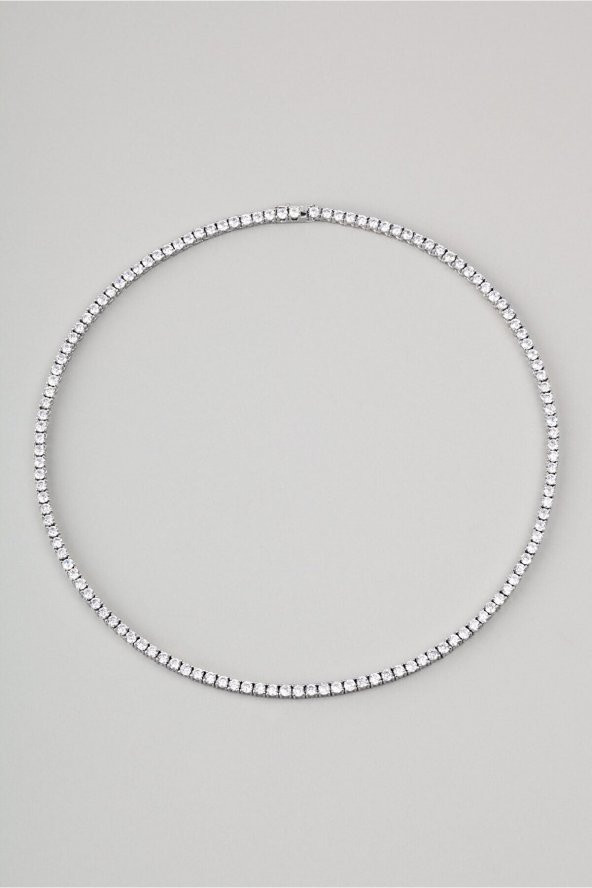 SilverPoint 4mm Yuvarlak Taş Suyolu Kolye - 1