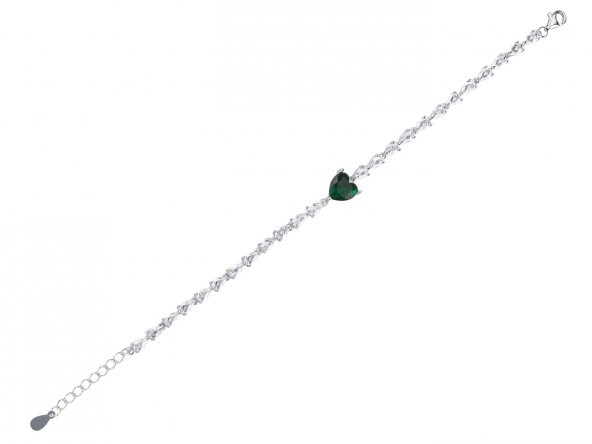 SilverPoint Yeşil Kalp Figürlü Damla Zirkon Taşlı Set - 3