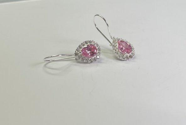 SilverPoint Pembe Damla Taş Detaylı Küpe - 2