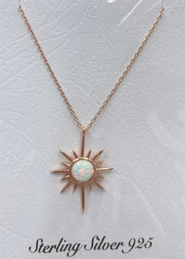 SilverPoint Rose Kaplama Sedef Taşlı Kadın Kolye - 1