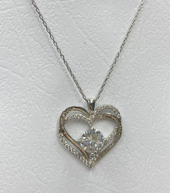 SilverPoint Yuvarlak Zirkon Taş Detay I Love You Yazılı Kalp Kolye - 1
