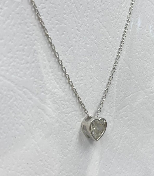SilverPoint Kalp Çerçeve Detay Zirkon Taşlı Kolye - 2