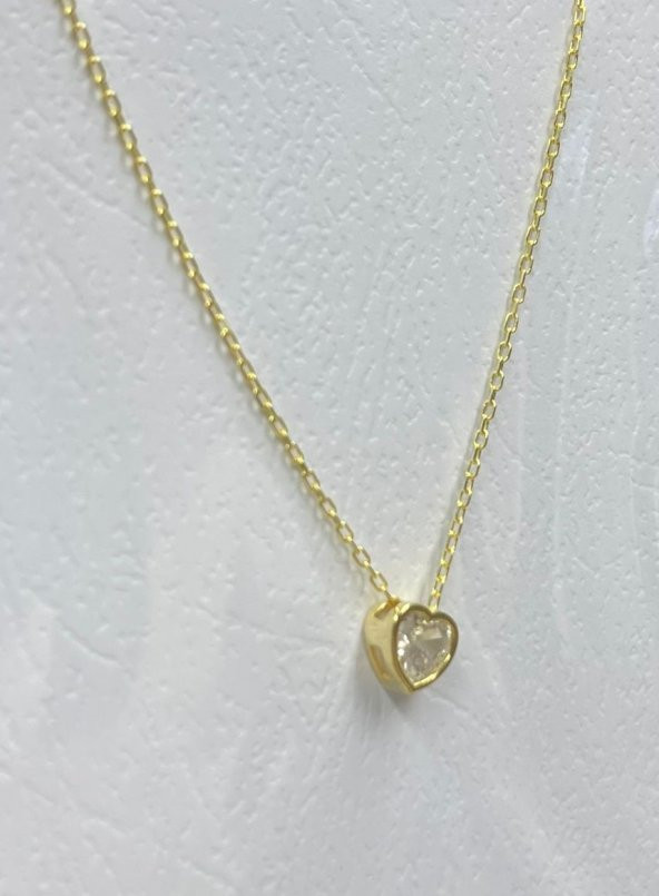 SilverPoint Gold Kaplama Kalp Çerçeve Detay Zirkon Taşlı Kolye - 2