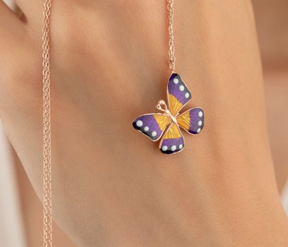 SilverPoint Mor Renkli Kelebek Figürlü Kolye ürün görseli