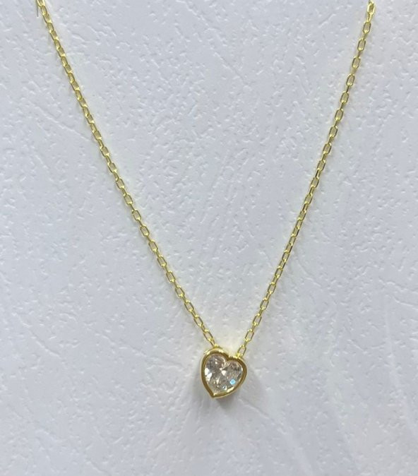 SilverPoint Gold Kaplama Kalp Çerçeve Detay Zirkon Taşlı Kolye - 3