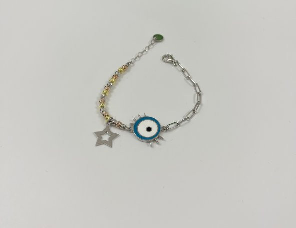 SilverPoint Ortası Göz Figürlü Zincir Detay Dorika Bileklik ürün görseli