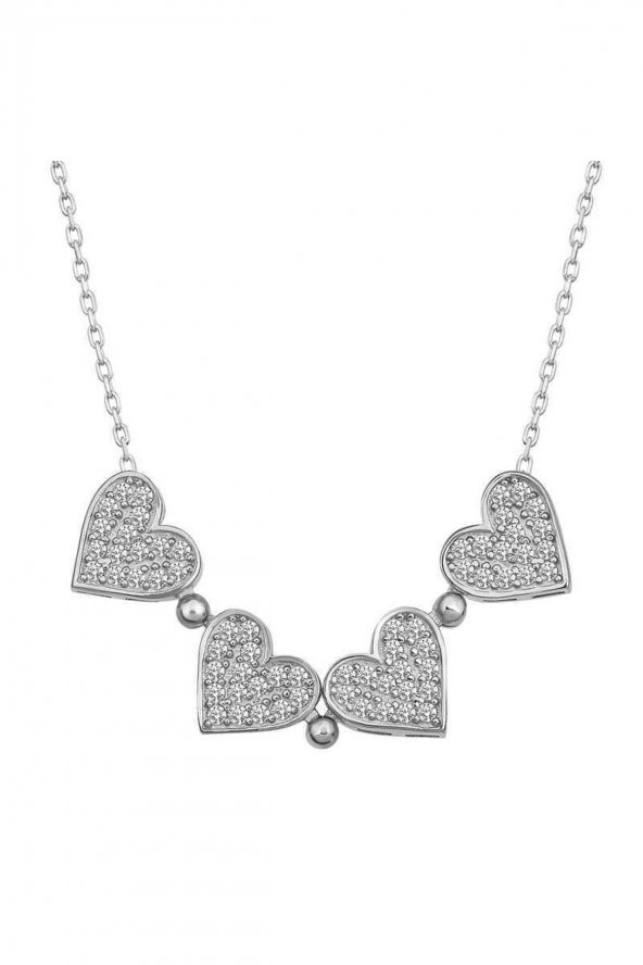 SilverPoint Zirkon Taşlı Açılabilen Kalpli Yonca Kolye - Resim 2