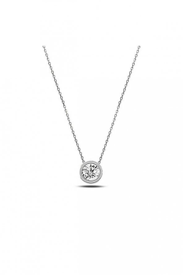 SilverPoint Yuvarlak Tektaş Model Kolye 5mm ürün görseli