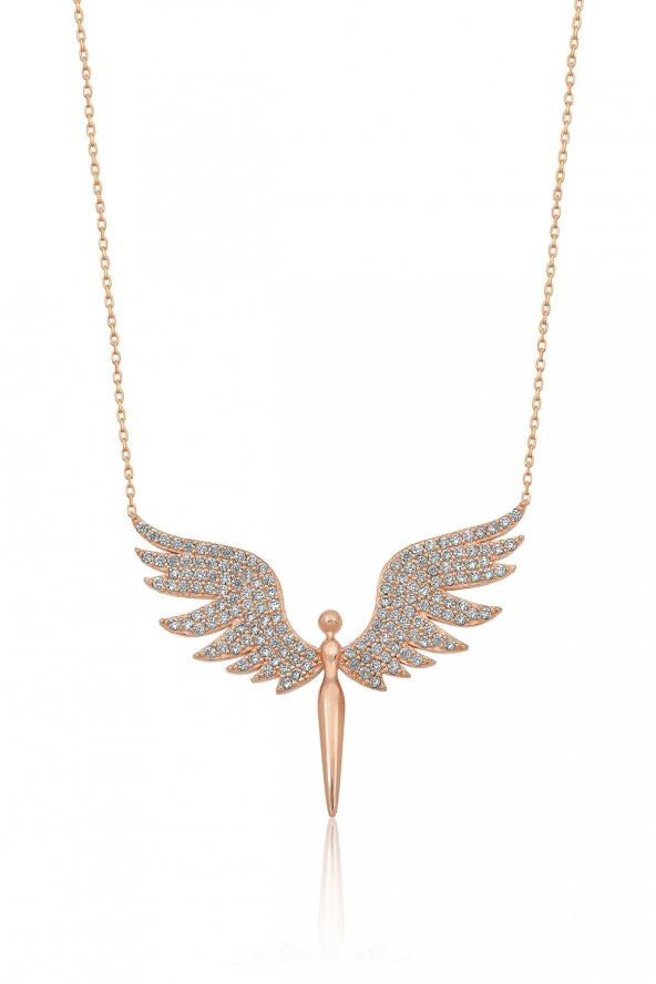 SilverPoint Rose Kaplama Mikail Meleği Figürlü Kolye ürün görseli