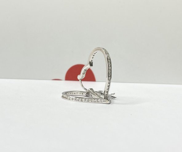 SilverPoint Taşlı Kalp Figürlü Halka Küpe - 2