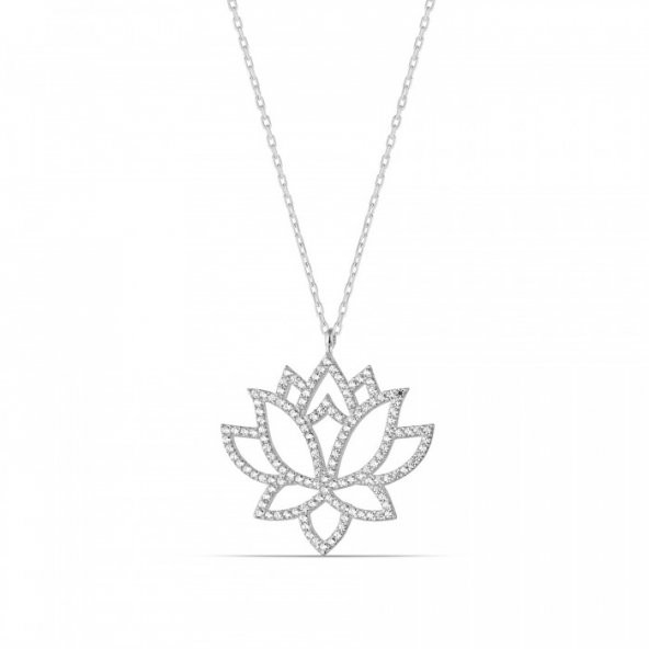 SilverPoint Zirkon Taşlı Lotus Çiçeği Kolye