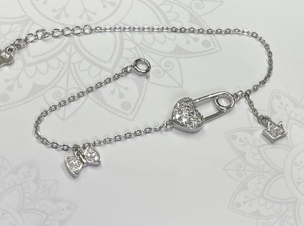 SilverPoint Sallantı Detaylı Kalp Kilit Figürlü Zincir Bileklik - 2