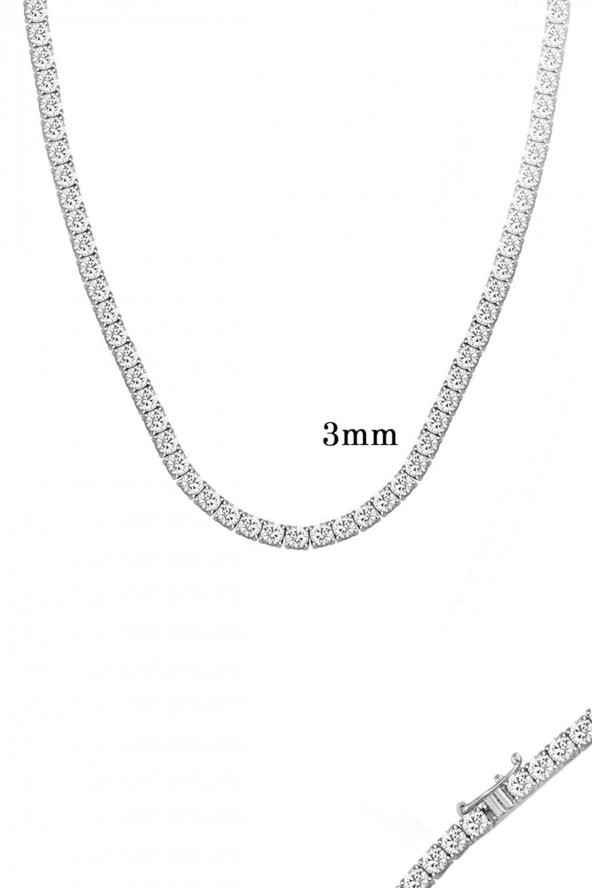 SilverPoint 3 mm Yuvarlak Taş Suyolu Kolye - 2