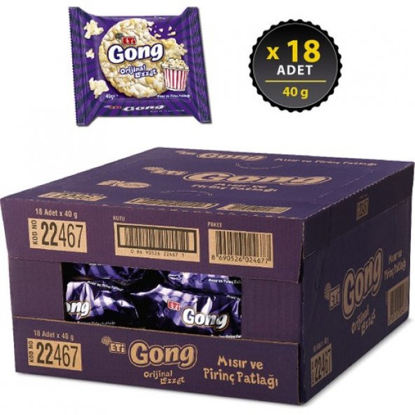 Eti Gong Mısır ve Pirinç Patlağı 40 g x 18 Adet - 2