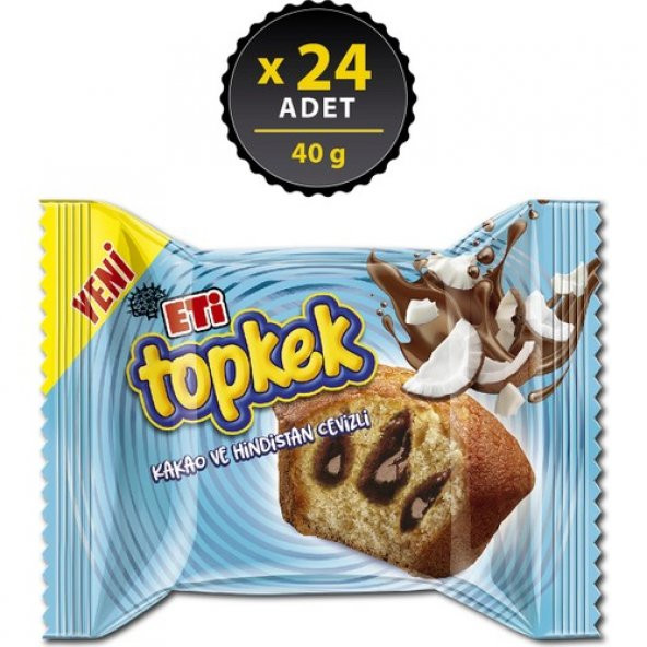 Eti Topkek Kakao ve Hindistan Cevizli 40 g x 24 Adet