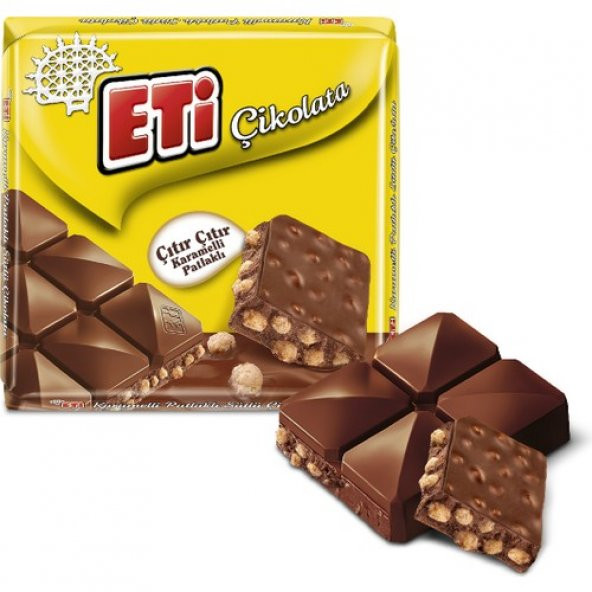 Eti Çikolata Karamelli Patlaklı Sütlü Kare 57 g x 6 Adet - Resim 3
