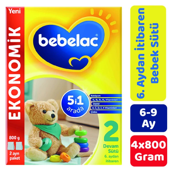 Bebelac 2 Devam Sütü 800 gr 4'lü Paket