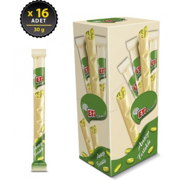 Eti Çikolata Uzun Beyaz Antep Fıstıklı 30 g x 16 Adet - 2