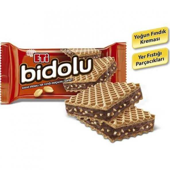 Bidolu Kakao Kremalı Yer Fıstığı Parçacıklı Gofret 36 g x 24 Adet - 3