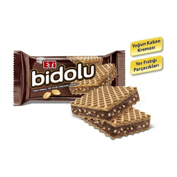 Bidolu Fındık Kremalı Yer Fıstığı Parçacıklı Gofret 36 g x 24 Adet - 3