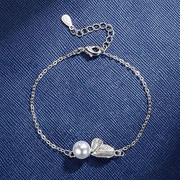 Modasteps 925 Ayar Yüksek Kalite Zirkon Çiçek İnci Bileklik - Resim 2