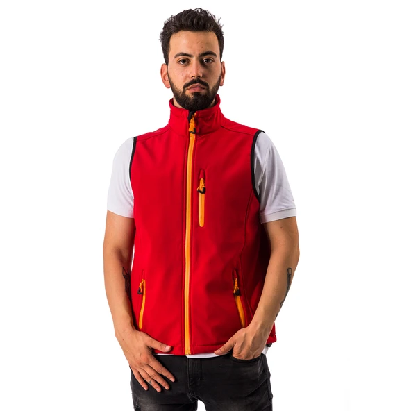 FreeCamp Vest Erkek Softshell Yelek-KIRMIZI ürün görseli