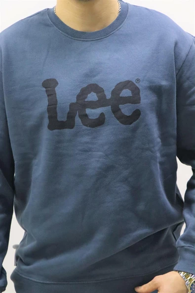 Lee L80XTJTG  Erkek Koyu Gri Bisiklet Yaka Sweatshırt - 4