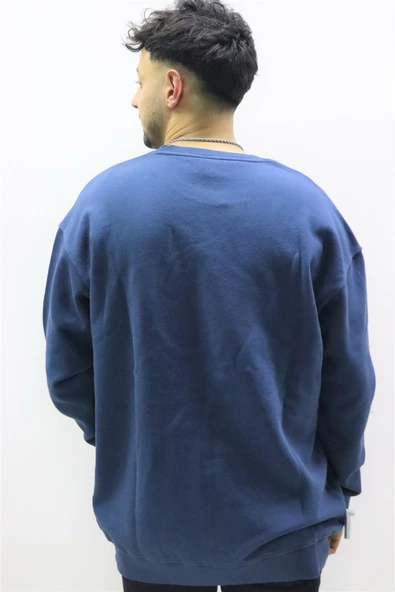 Lee L84VTJ54 Erkek Mavi Bisiklet Yaka Sweat - 4